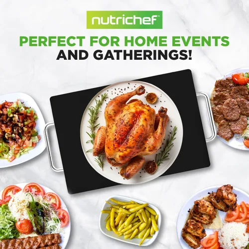 Miniatura 7 de NutriChef - Charola eléctrica para mantener los alimentos calientes con parte superior de vidrio negro - Ideal para el hogar, buffets, fiestas