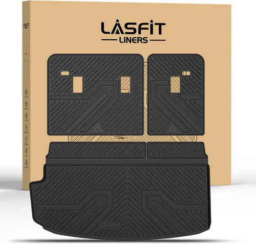 Miniatura 41 de LASFIT Juego completo de tapetes de elastómero termoplástico para todo tipo de clima de ajuste personalizado para automóviles, de 1ª y 2ª fila, 3