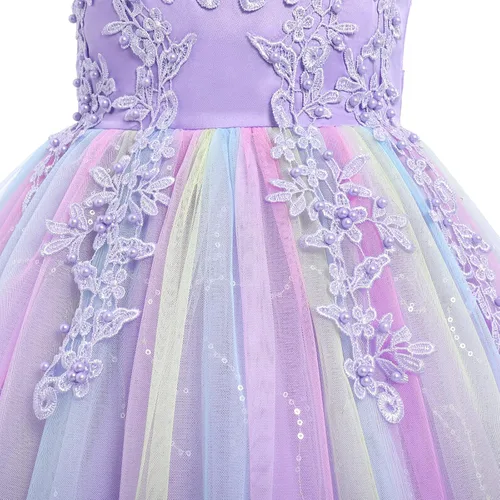 Miniatura 4 de Vestido de encaje para niña de las flores para niños, boda, dama de honor, fiesta, vestido largo formal, vestido de princesa de comunión, vestidos