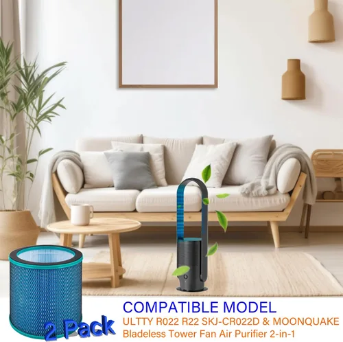 Miniatura 2 de Filtro de repuesto HEPA H13 para ULTTY R022 R22 SKJ-CR022D y MOONQUAKE - Purificador de aire para ventilador de torre sin aspas 2 en 1