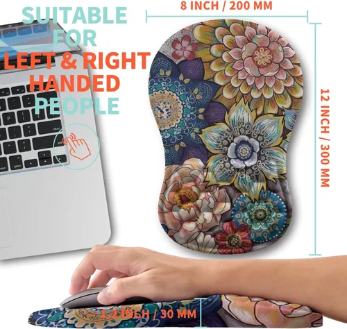 Miniatura 5 de Alfombrilla ergonómica para mouse con soporte de muñeca con espuma viscoelástica, almohadilla de masaje para aliviar el dolor del túnel carpiano