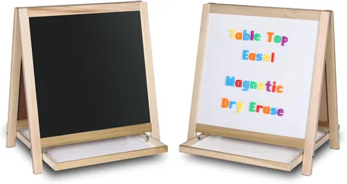 Flipside Products Pizarra negra magnética pequeña de mesa, caballete de borrado en seco, actividades de grupo, caballete para niños, doble cara