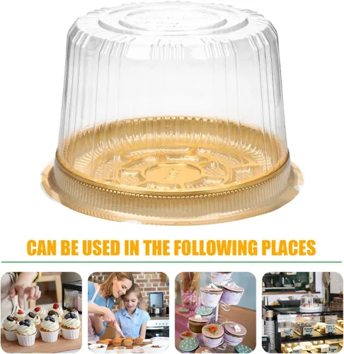 Miniatura 3 de UPKOCH - Porta pasteles de plástico transparente con tapa, 6.10 x 4.92 x 7.08 pulgadas, contenedor individual para tartas para el hogar, fiesta