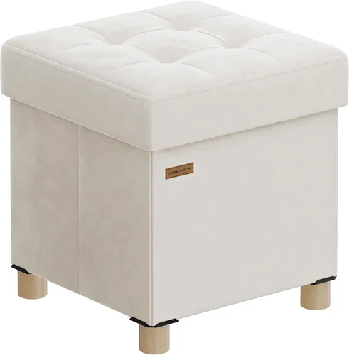 Miniatura 8 de SONGMICS Otomana de almacenamiento, otomana cúbica con patas, 15 x 15 x 15.7 pulgadas, reposapiés, descansapiés, 10 galones (37 L), cuero sintético