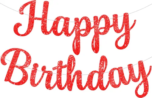 Miniatura 10 de KatchOn Cartel de feliz cumpleaños cursivo negro con purpurina, pre-encordado, 10 pies, cartel de feliz cumpleaños para mujeres, hombres, niños