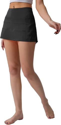 Miniatura 7 de Husnainna Falda pantalón plisada de cintura alta con bolsillos para tenis y golf para mujer, pantalones cortos incorporados para el entrenamiento