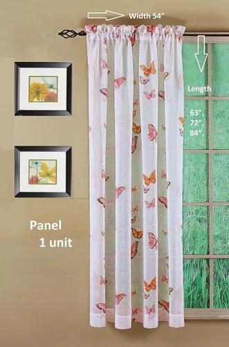 Miniatura 2 de Today's Curtain Panel semitransparente con estampado de mariposas, 63", azul, 54W x 63L