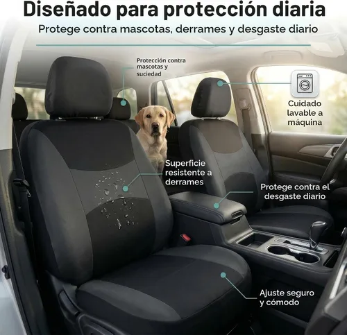 Miniatura 8 de Juego de funda para asiento bolsas de aire de tela negra ligera y fresca FH Group FH-FB030115-SEAT lista para separar; se ajusta a la mayoría