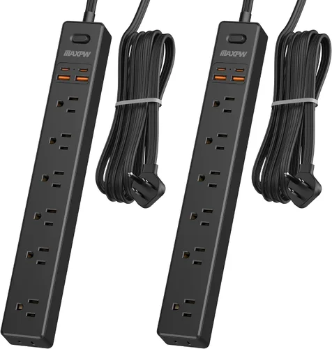 Miniatura 12 de Regleta protectora contra sobretensiones de 10 pies, 7 tomacorrientes, 4 puertos USB (2 USB C), cable de extensión plano ultrafino y enchufe plano
