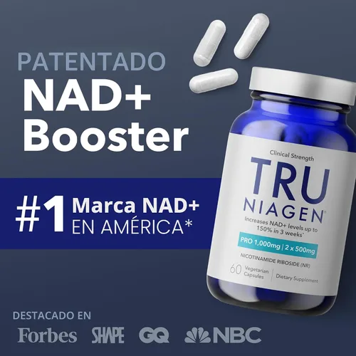 TRU NIAGEN - Suplemento patentado NAD+ | Ribosida de nicotinamida (NR) | 30-1000 mg porciones (2 x 500 mg, toma 2 diarios)