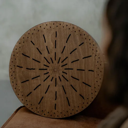 Miniatura 9 de Disco de lluvia "Water-Fall" de 16 pulgadas Sonido de agua relajante Tambor oceánico de madera Sonido meditativo de 60 segundos Instrumento