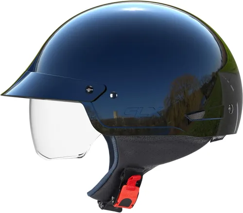 Miniatura 4 de GLX M14 - Casco de motocicleta de cara abierta, negro, pequeño, aprobado por DOT