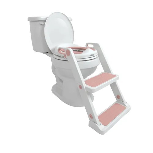 Miniatura 8 de Nuby Step Ladder - Asiento de inodoro para niños pequeños, asiento de inodoro todo en uno con escalera para niños de 18 meses en adelante, color rosa