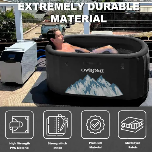 Miniatura 5 de Bañera de hielo inflable para atletas, bañera de inmersión fría con tapa, compatible con enfriador de agua, bañera grande XXL fría para terapia