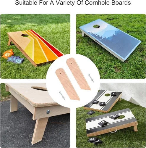 Miniatura 6 de SCOTTCHEN Patas para tablero de cornhole, 4 patas plegables precortadas con herrajes, accesorios de repuesto para tableros estándar de Cornhole