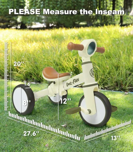 Miniatura 7 de LOL-FUN Bicicleta de equilibrio 4 en 1 para niños de 1 a 4 años, niños y niñas, bicicleta de 3 ruedas para niños de 1 año, triciclo para niños