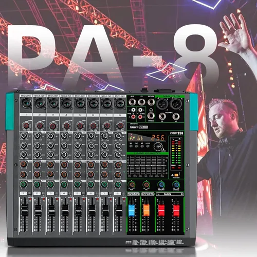 Miniatura 8 de Depusheng PA8 Mezclador de Audio Profesional / Mesa de Mezclas / Consola de Audio de Escritorio, Sistema de Interfaz de 8 Canales, Digital, USB