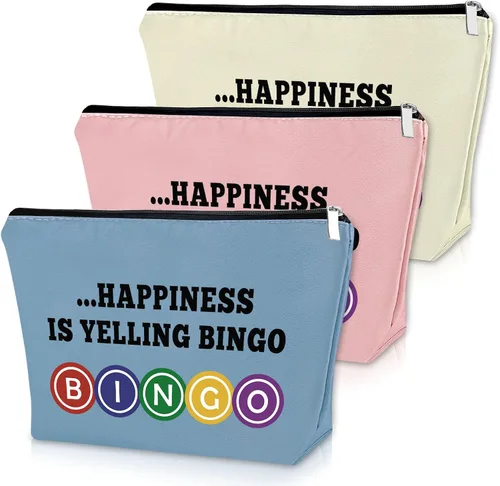 Miniatura 17 de Sazuwu Bolsa de maquillaje de regalo para amantes del bingo, Negro & Rosado