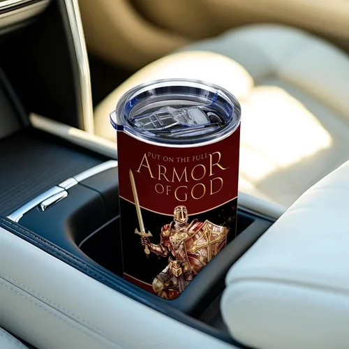 Miniatura 8 de Regalos de Apreciación para Pastores, Ponte Toda la Armadura de Dios Vaso de Café Aislado de Acero Inoxidable de 20 Oz con Tapa, Regalos Cristianos