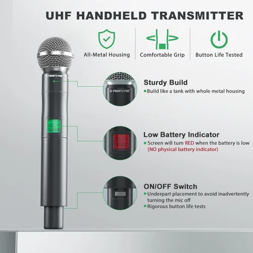 Miniatura 3 de Phenyx Pro Sistema de micrófono inalámbrico inalámbrico UHF de 8 canales PTU-4000-8H Bundle con cubierta de micrófono de espuma PTA-WDS5