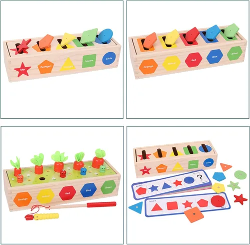 Miniatura 3 de Montessori para niños pequeños, caja magnética de clasificación de formas de color, juguetes de aprendizaje temprano, juguete educativo de madera