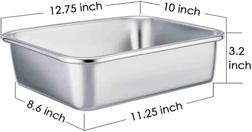 Miniatura 7 de TeamFar Sartén rectangular para tartas y brownies, de acero inoxidable, para lasaña, 8 x 10 x 3 pulgadas, libre de óxido y no tóxico, fácil