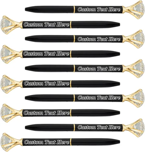 Miniatura 22 de 10 bolígrafos personalizados a granel con diamante, recuerdos de boda, recuerdos grabados con nombre, logotipo, texto para negocios, fiestas