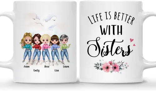 Miniatura 13 de GOSSBY Taza personalizada (2 Sisters) ¡Aparentemente somos problemas cuando estamos juntos, quién sabía! Taza personalizada para mejor amiga