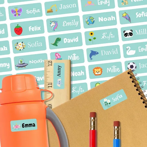 Miniatura 19 de 128 etiquetas adhesivas de nombre personalizadas para guardería, etiquetas de nombre impermeables personalizadas para niños, suministros escolares