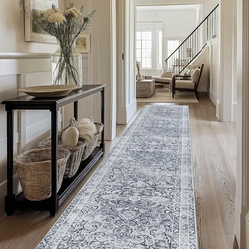 Miniatura 22 de Alfombra lavable para pasillo de 2 x 3: alfombra suave vintage para cocina, baño, lavandería, con respaldo antideslizante, alfombra de piso