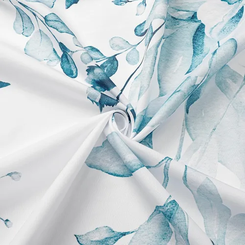Miniatura 4 de Gibelle Spa Cortina de ducha azul de eucalipto, juego de cortinas de ducha de hojas de plantas de acuarela con decoración floral para baño con Azul