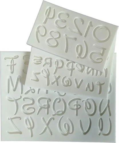 Moldes de silicona elegantes con alfabeto inglés/letras y números para pastel de fondant, pasta de goma, decoraciones de pastel DIY (dibujos Cartoon