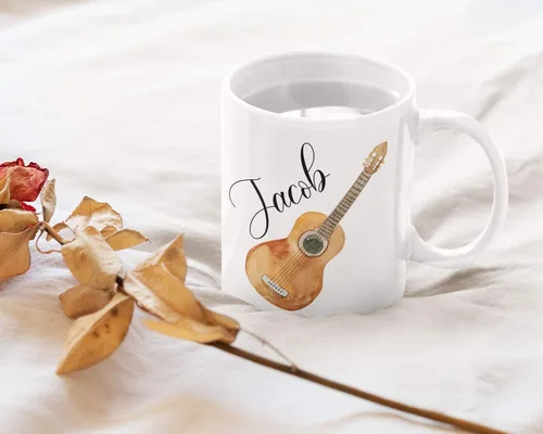 Miniatura 3 de Taza de café de guitarra personalizada, guitarra con nombre personalizado para hombres, mujeres, niñas, taza para amantes de la guitarra, cumpleaños