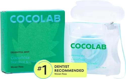Miniatura 11 de Cocolab Hilo dental tejido, cuidado bucal diseñado por dentistas, aroma a coco, encerado, expandible, vegano, hilo dental amigable para niños