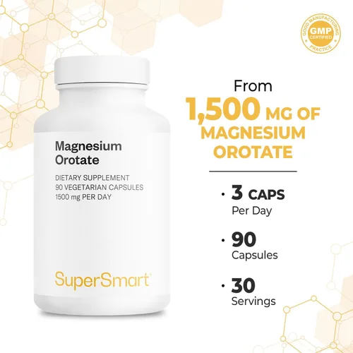 Miniatura 5 de Supersmart - Orotato de magnesio 1500 mg por día (alta absorción) - Relajante muscular y salud cardíaca - Alivio del estrés y apoyo para dormir