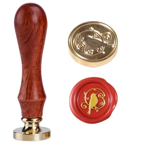 Miniatura 20 de Sello de cera de trébol de cuatro hojas, sello de trébol de la suerte con mango de palisandro 1'' 2.5cm, sello distintivo de cera de sellado, un