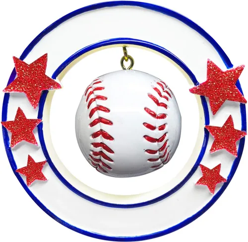 Miniatura 3 de Adorno de Navidad de béisbol personalizado Recuerdo deportivo personalizado con nombre y año Decoración de árbol de vacaciones de béisbol hecha