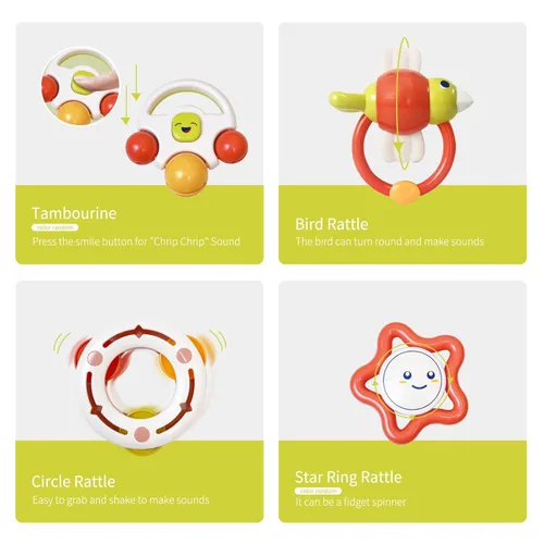 Miniatura 4 de Cuterabit Juego de 12 Sonajeros para Bebés con Estuche de Almacenamiento, Juguetes de Dentición para Bebés, Regalo de Navidad para Recién Nacidos
