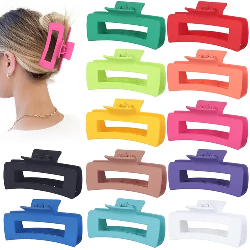 Miniatura 11 de Sisiaipu Accesorios para el cabello grandes de 4.1 pulgadas, 12 pinzas cuadradas grandes para cabello grueso, clips a granel jumbo para mujeres