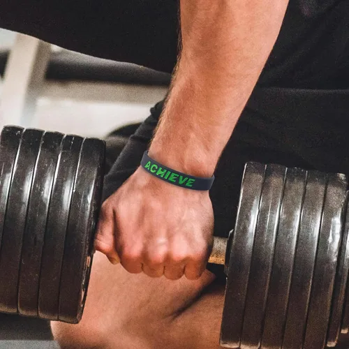 Miniatura 5 de 12 pulseras motivacionales de silicona con mensajes inspiradores para hombres y mujeres, pulseras de goma de élite, pulseras de equipo atlético