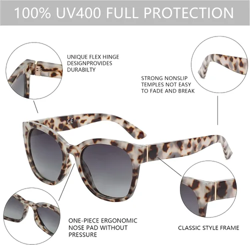 Miniatura 4 de ZENOTTIC Cateye - Gafas de sol polarizadas para mujer, gafas de sol de gran tamaño, protección UV400, estilo retro