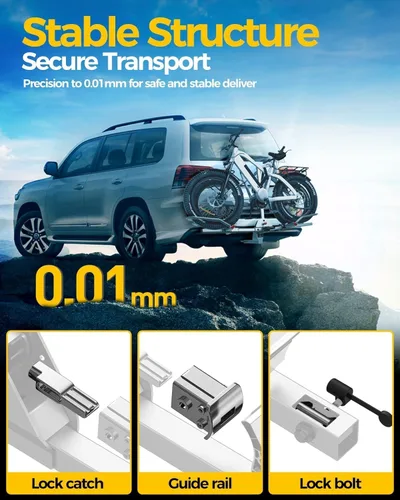 Miniatura 7 de KYX - Soporte de enganche para bicicleta eléctrica de 220 lb, soporte de enganche para 2 bicicletas estilo plataforma para automóviles, camiones