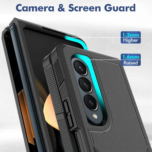 Miniatura 6 de Funda WOGROO para Samsung Galaxy Z Fold 4 - Funda protectora para teléfono a prueba de golpes, duradera, negra