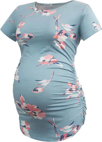 Miniatura 80 de Smallshow - Camiseta de maternidad para mujer, diseño de lados fruncidos, tipo túnica, prendas para el embarazo