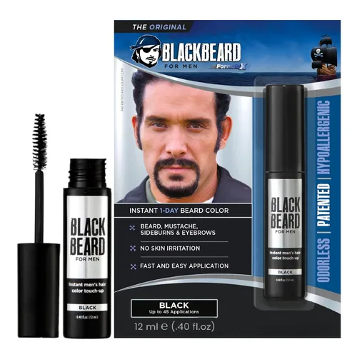 Miniatura 18 de Blackbeard for Men Color instantáneo para barba, bigote, cejas y patillas para todo el día, alternativa temporal e hipoalergénica al tinte para Negro