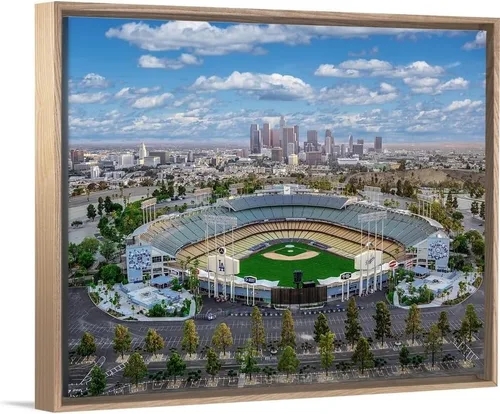 Miniatura 11 de CANVAS ON DEMAND Estadio Dodger de Los Ángeles Lienzo Enmarcado Flotante Negro Arte de Pared Impreso por Copterpilot Photography, Fotografía