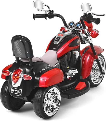 Miniatura 9 de Costzon Motocicleta Infantil, Motocicleta Chopper de Paseo con Batería de 6 V, con Claxon, Faro, 3 Ruedas, Juguetes de Paseo Estables, Motocicleta