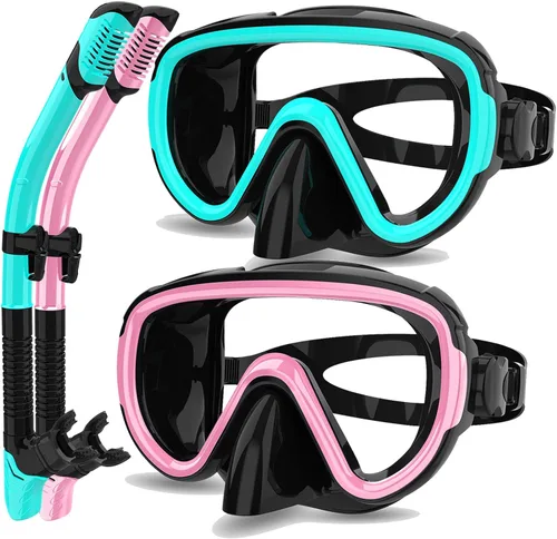 Miniatura 12 de Juego de 2 máscaras de esnórquel seco para adultos, máscara de buceo, gafas de natación, máscara de buceo, cubierta de nariz, buceo gratis