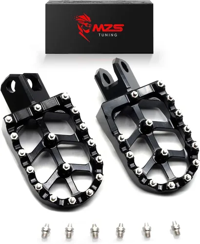 Miniatura 15 de MZS Estriberas para Dirt Bike, Estriberas CNC Motocross KLX 110 Reposapiés MX Pedal de Descanso Verde Compatible con KLX110 2002-2024 / KLX110L
