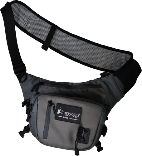 Miniatura 8 de FROGG TOGGS Flat Sling Pack, bolsa de almacenamiento de aparejos manos libres fácil con soporte de varilla integrado Negro